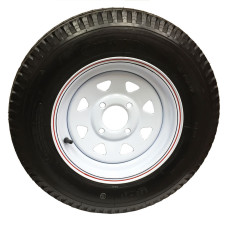 62-530-12S4B     530-12 B LOADSTAR Trailer Tire on 4 Bolt White Spoke Wheel