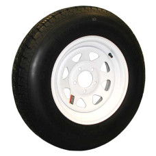 62-R14TW205      ST205/75R14 GOODYEAR Trailer Tire on 5 Bolt White Spoke Wheel