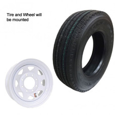 62-TR16WG85S      ST235/85R16 Trailer Tire & Wheel  8 bolt White Spoke 